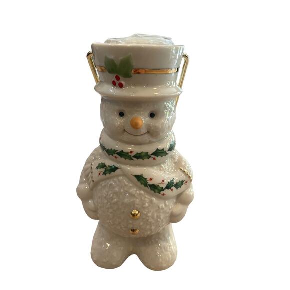 Lenox Snowman Tealight Lantern Figurine Gold Trim Handle Christmas Decorate - Picture 2 of 10